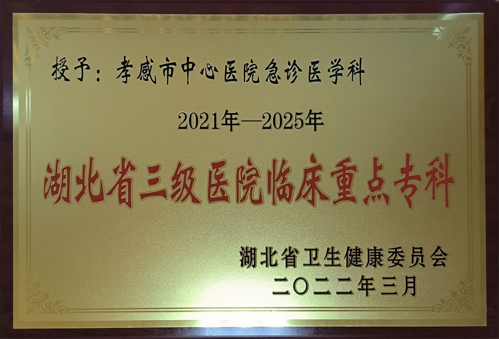 急诊医学科“湖北省三级医院临床重点专科”