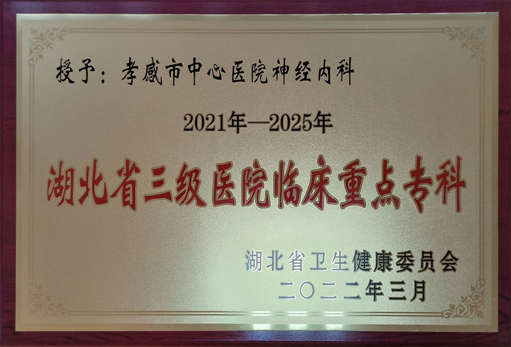 神经内科“湖北省三级医院临床重点专科”