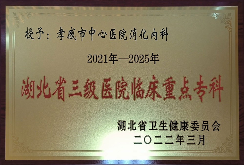 消化内科“湖北省三级医院临床重点专科”